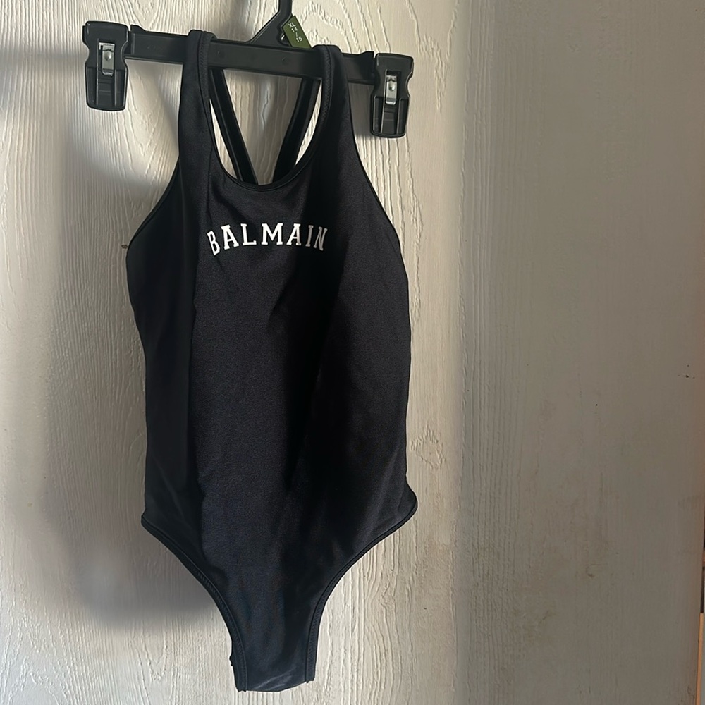 Black Balmain One Piece Swimsuit